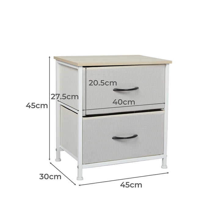 Fabric 2-Drawer Bedside Table Dimensions 