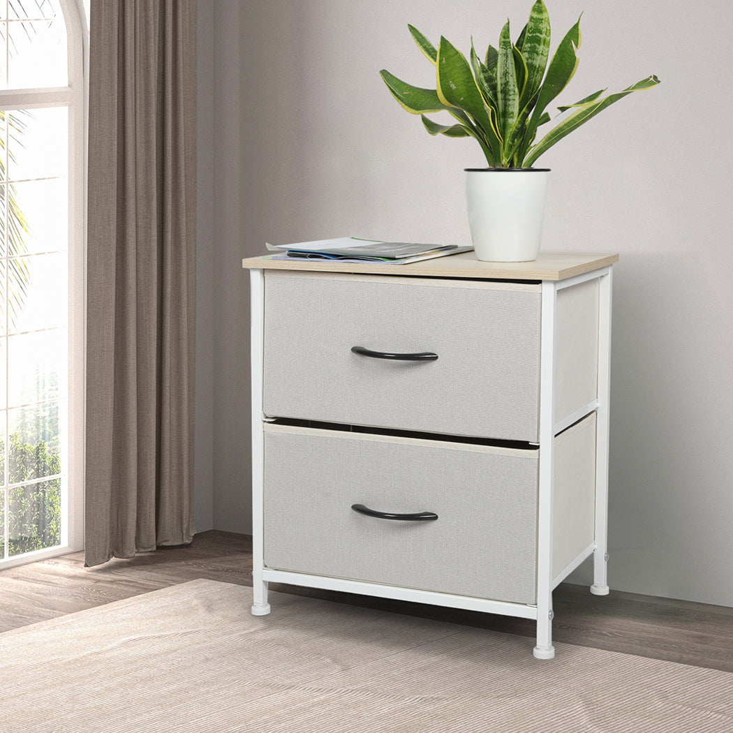 Fabric 2-Drawer Bedside Table drawers