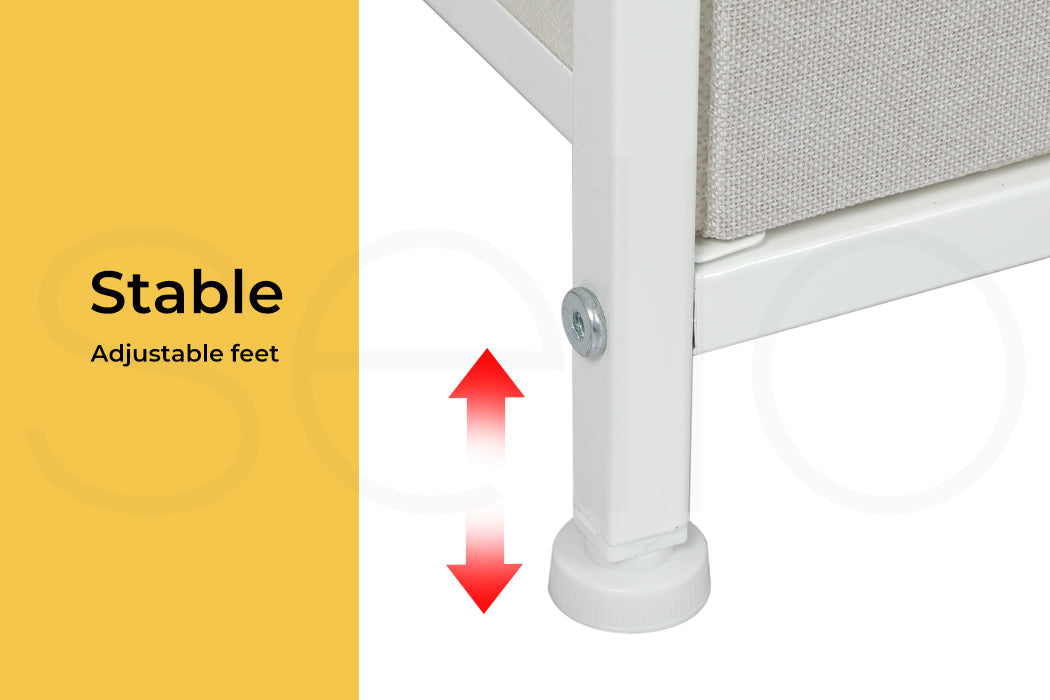 Fabric 2-Drawer Bedside Table with Wooden Top