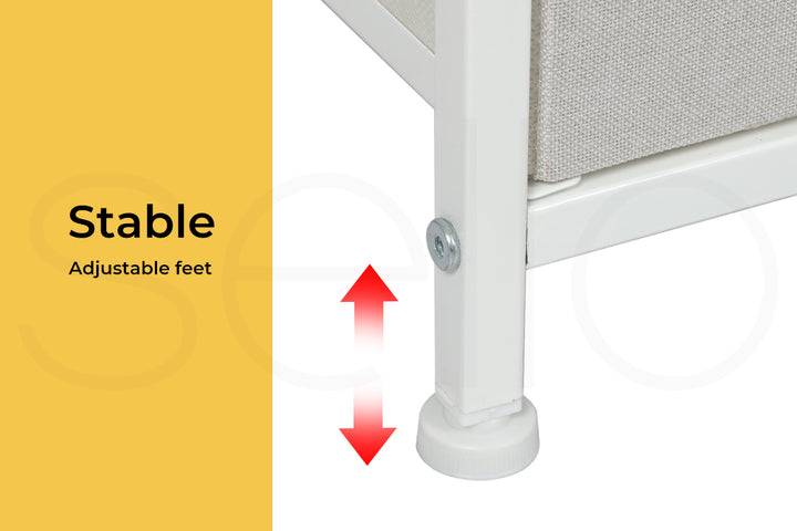 Fabric 2-Drawer Bedside Table with Wooden Top