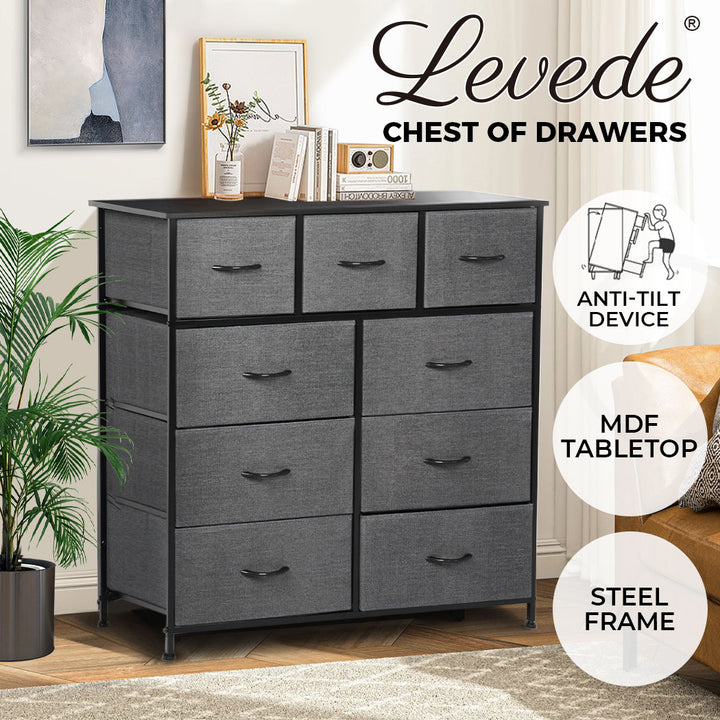 Fabric 9 Drawer Chest of Drawers 7