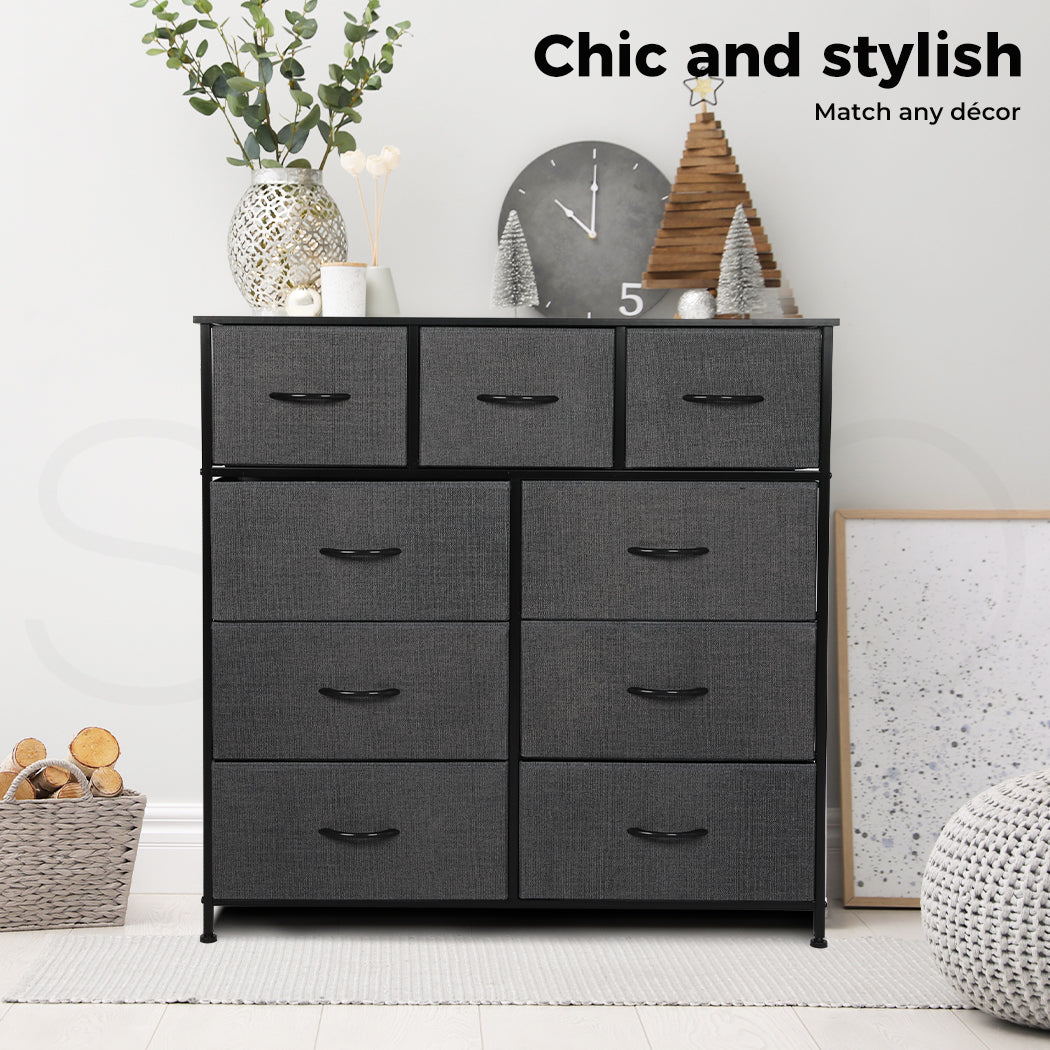 Fabric 9 Drawer Chest of Drawers 