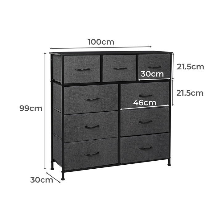 Fabric 9 Drawer Chest of Drawers Dimension