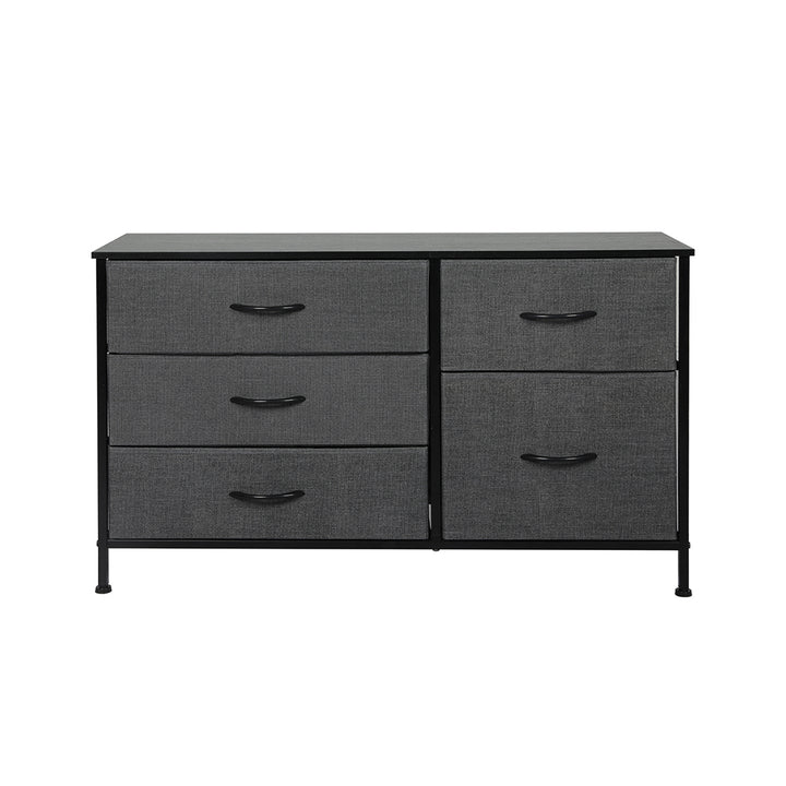 Fabric Low Chest of Drawers with 5 Drawers