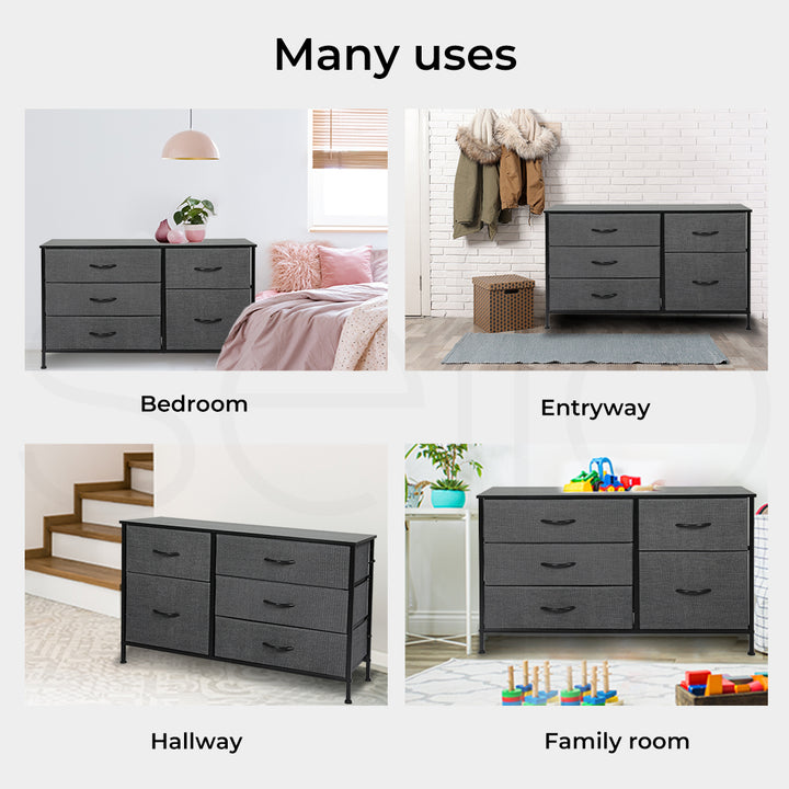 Fabric Low Chest of Drawers with 5 Drawers 