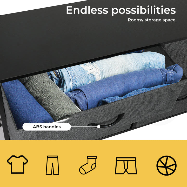 Fabric Low Chest of Drawers with 5 Drawers 