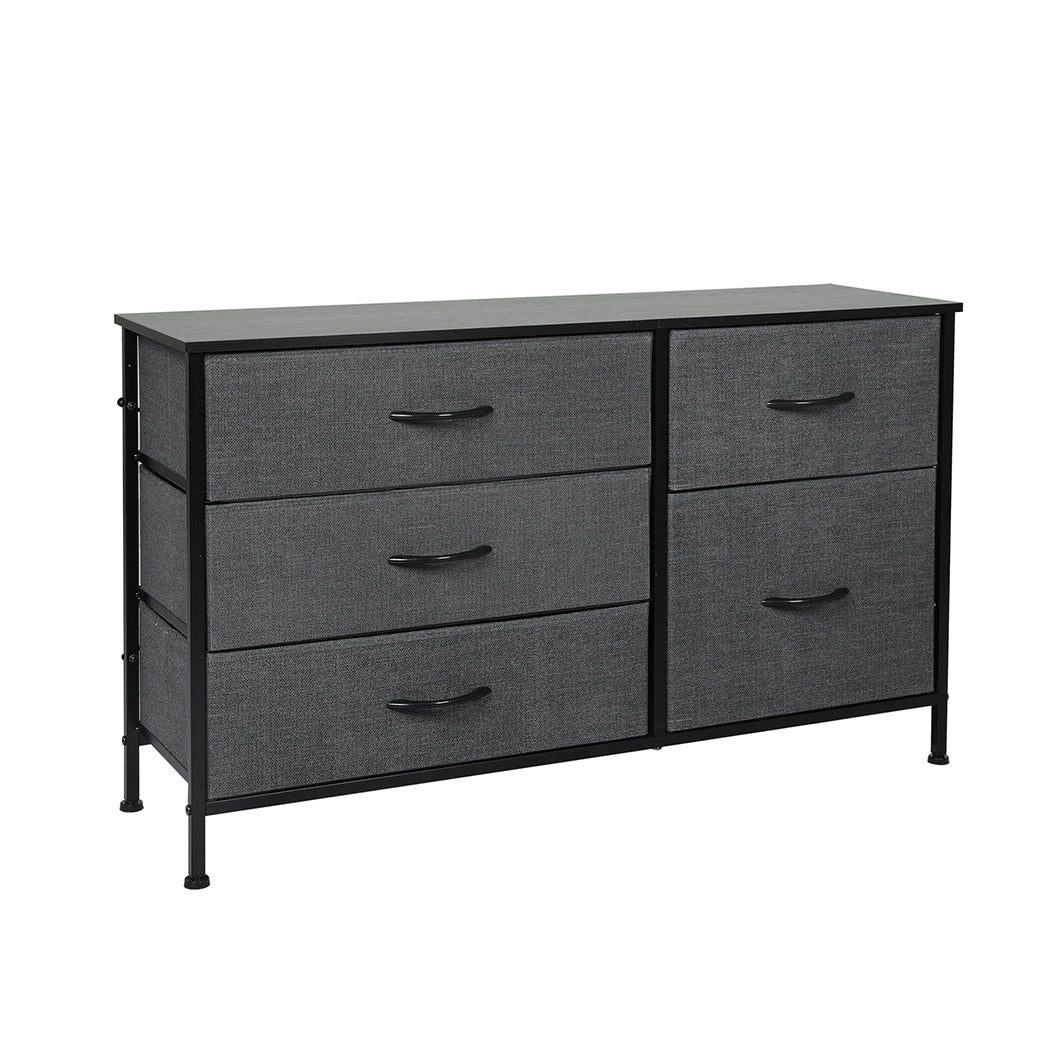 Fabric Low Chest of Drawers with 5 Drawers Dimensions