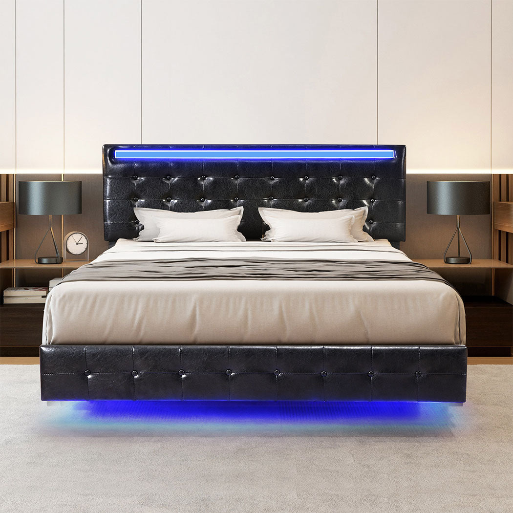 Floating Bed Frame in room