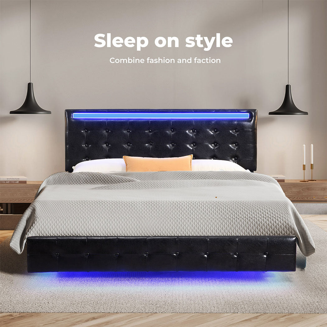 Floating Bed Frame in room