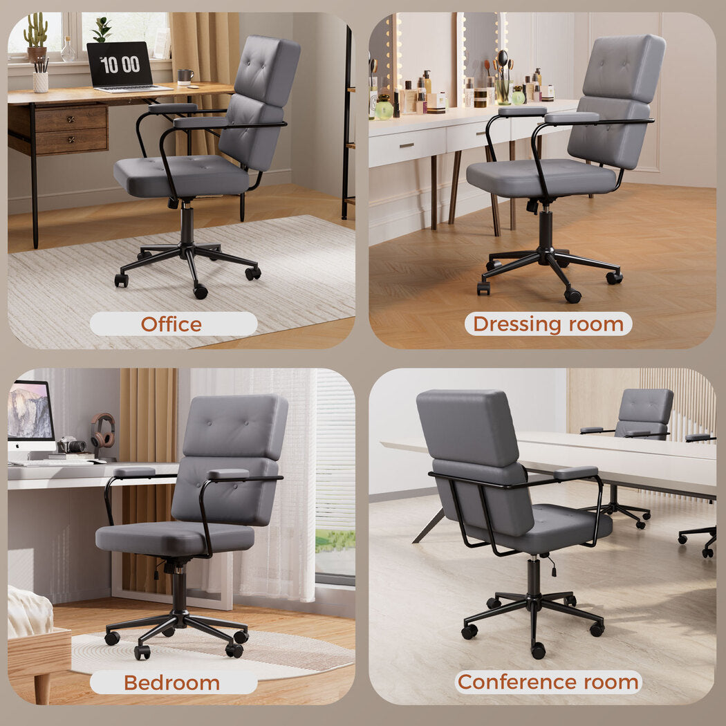 Levede Gaming Office Chair PU Ergonomic Executive Computer Seat Adjustable Grey -