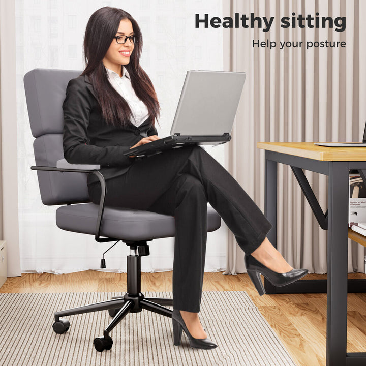 Levede Gaming Office Chair PU Ergonomic Executive Computer Seat Adjustable Grey 