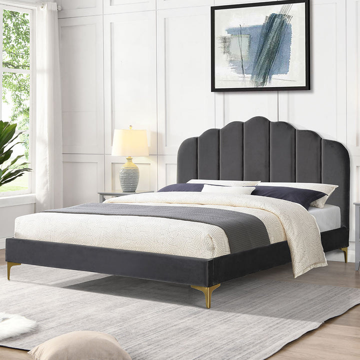 Grey Bed Frame in room