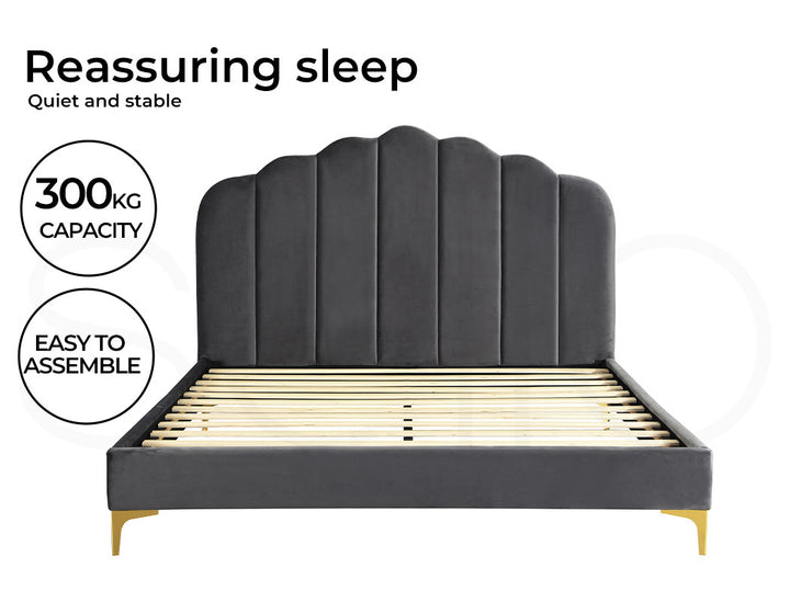 Grey Bed Frame with headboard