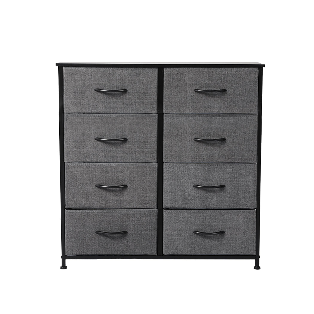 Grey Fabric 10-Drawer Chest of Drawers Tower 