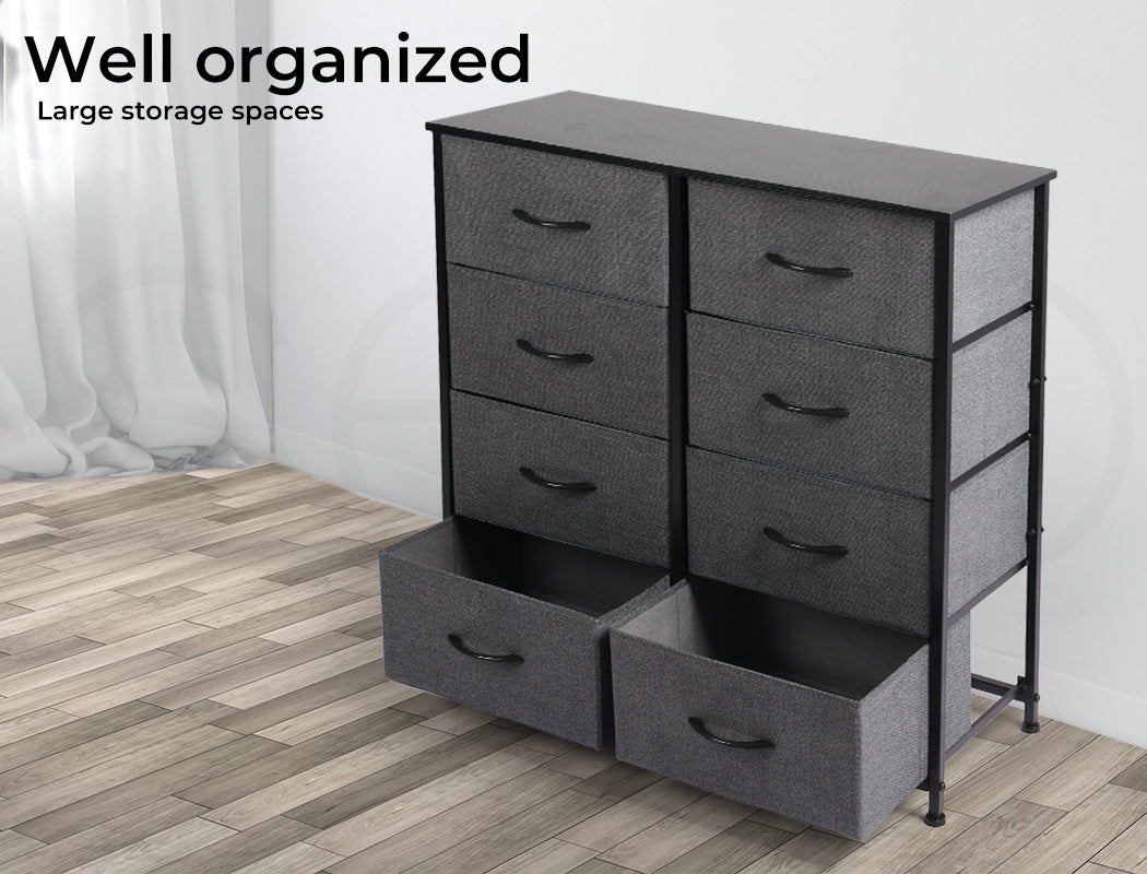 Grey Fabric 10-Drawer Chest of Drawers Tower