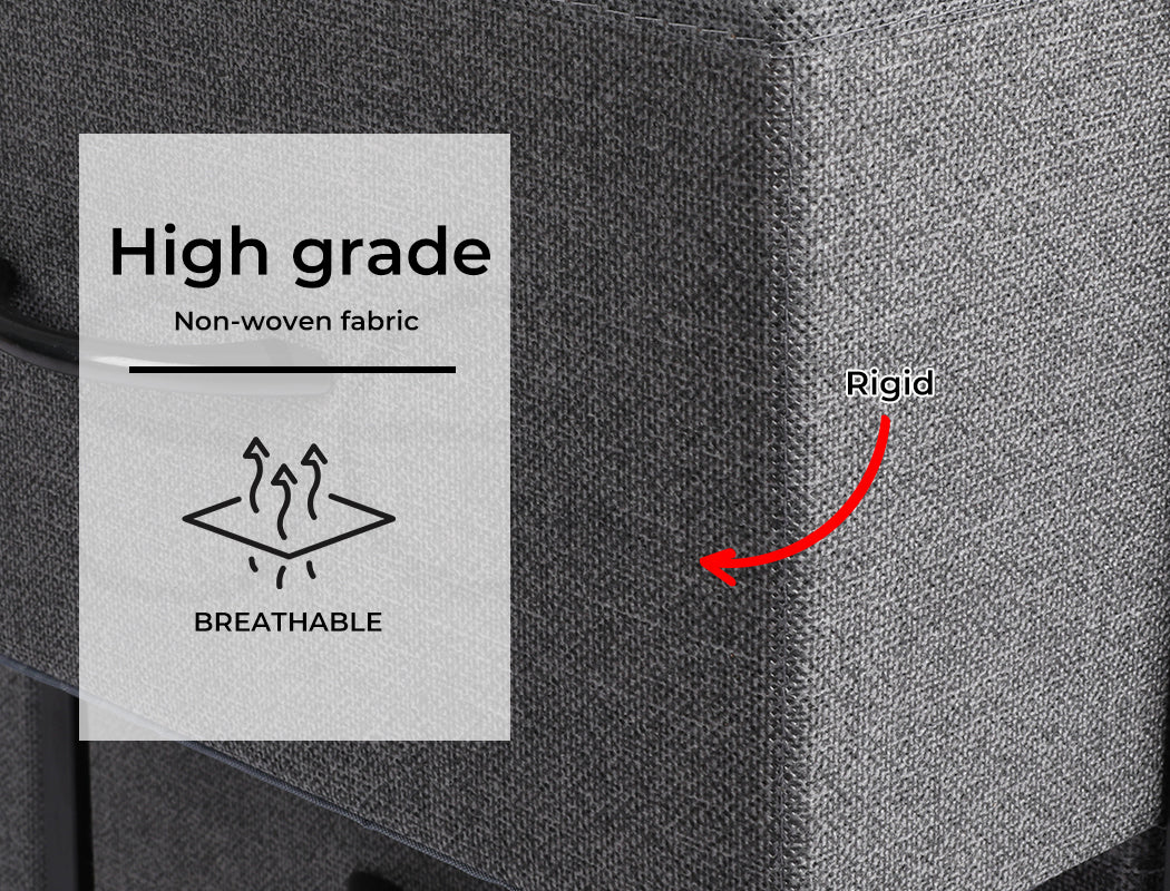 Grey Fabric 10-Drawer Chest of Drawers Tower 