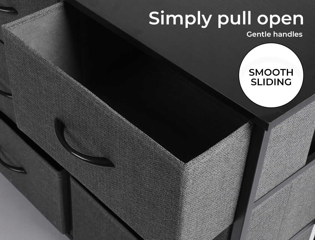 Grey Fabric 10-Drawer Chest of Drawers Tower