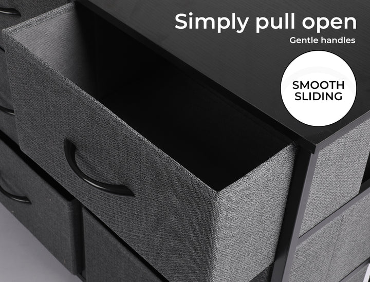 Grey Fabric 10-Drawer Chest of Drawers Tower