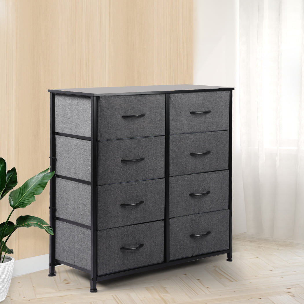 Grey Fabric 10-Drawer Chest of Drawers Tower