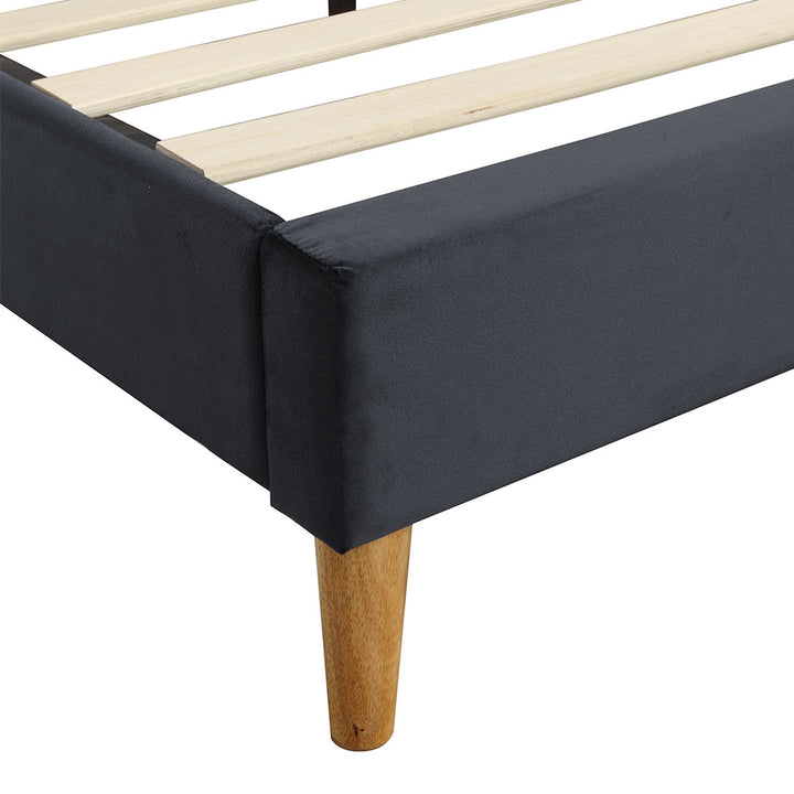 Mattress Base with Velvet Headboard leg