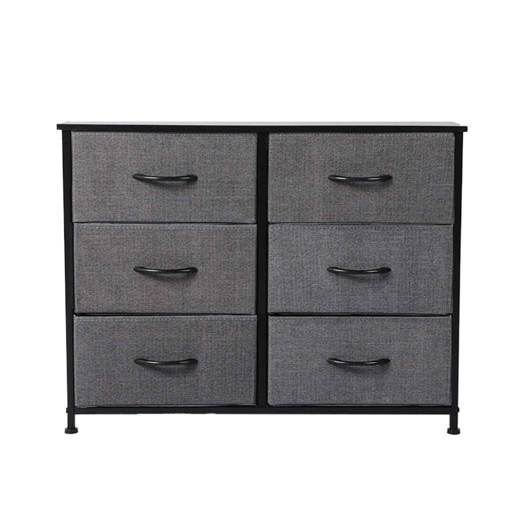 Grey Modern Fabric 6-Drawer Chest of Drawer