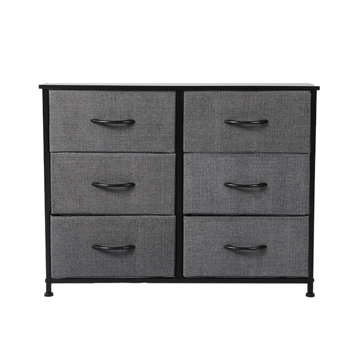 Grey Modern Fabric 6-Drawer Chest of Drawer