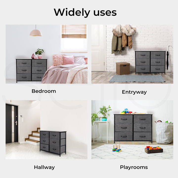 Grey Modern Fabric 6-Drawer Chest of Drawer 