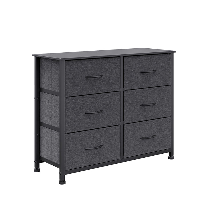 Grey Modern Fabric 6-Drawer Chest of Drawer