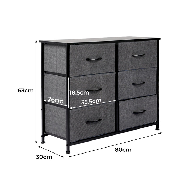 Grey Modern Fabric 6-Drawer Chest of Drawer Dimensions 