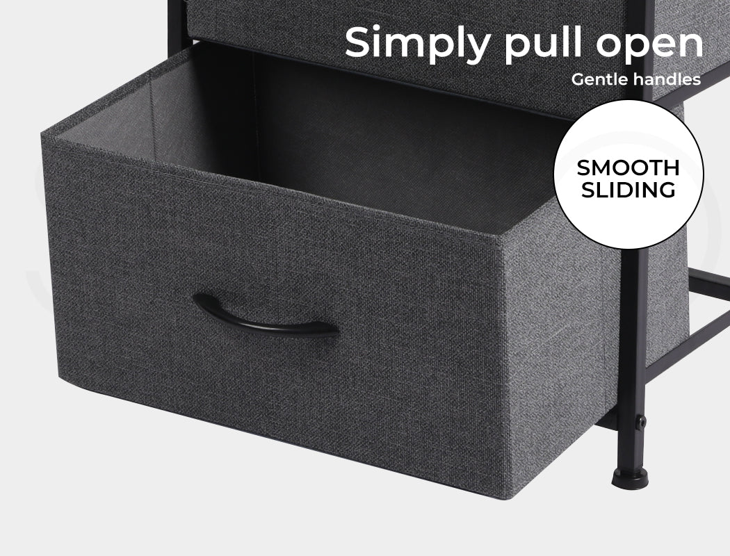 Grey Tall Fabric 4-Drawer Storage Chest of Drawers