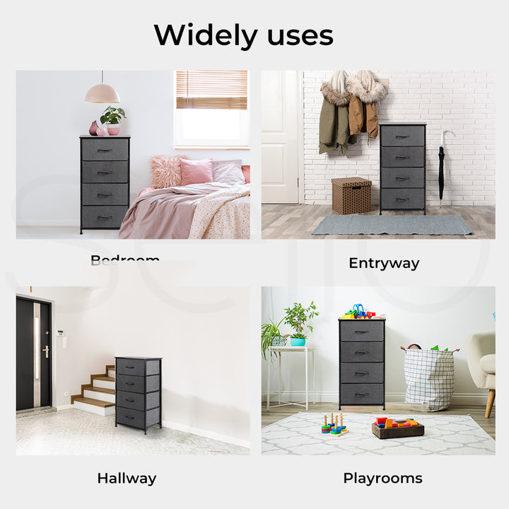 Grey Tall Fabric 4-Drawer Storage Chest of Drawers use case