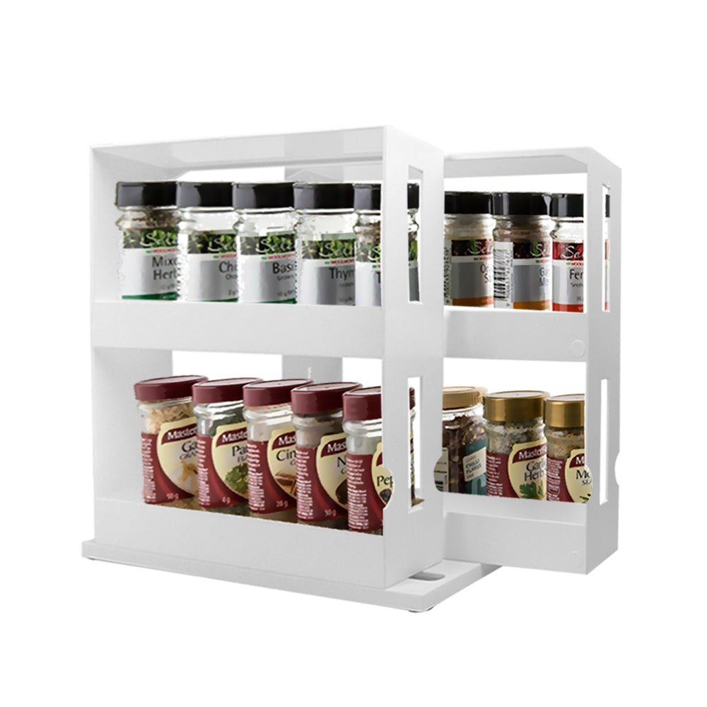 Slide Out Spice Rack Pantry Kitchen Swivel Organizer Jars Can Storage Holder
