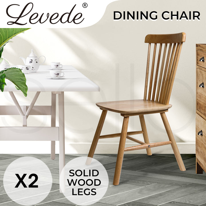 Levede 2x Dining Chairs Kitchen Windsor Oak and Black - Levede