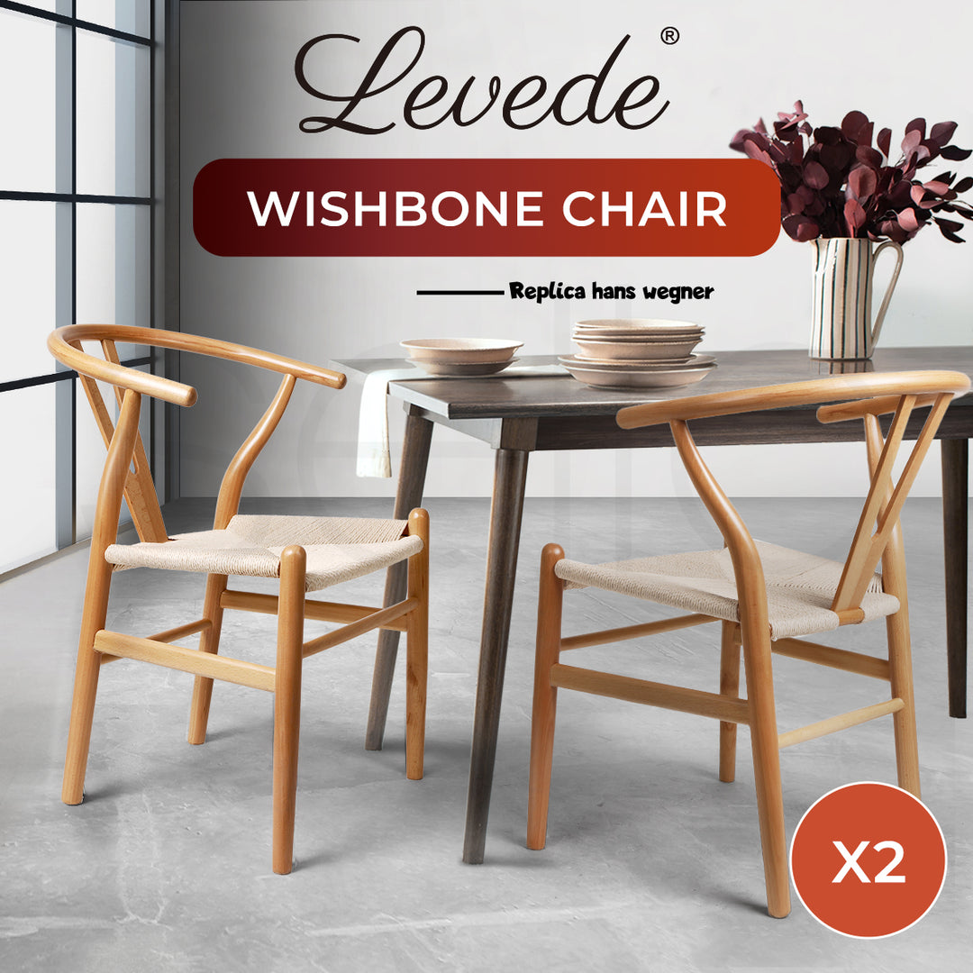 Oak Wishbone Chair x 2 - Levede