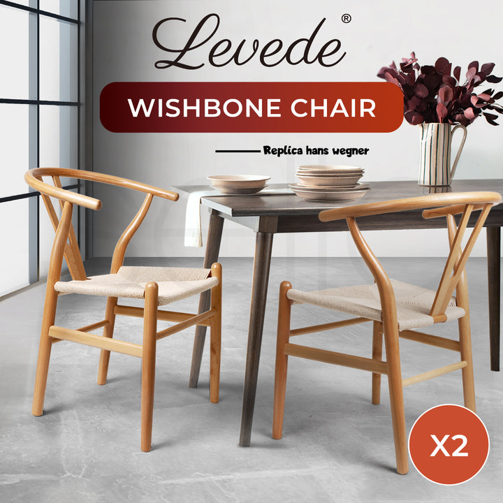 Oak Wishbone Chair x 2 - Levede