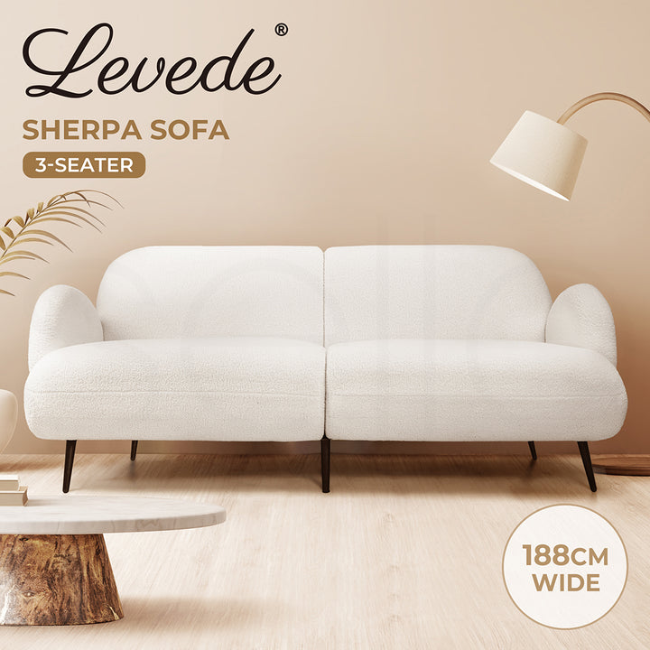 Levede Cloud Sofa 3 Seater Sherpa Fleece