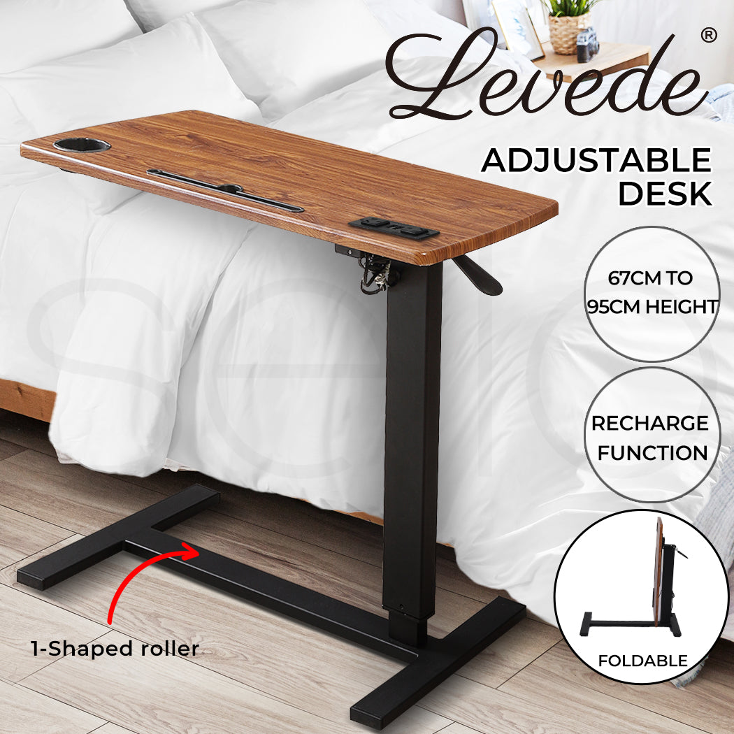 Levede Mobile Standing Desk Foldable Brown Fold - Levede