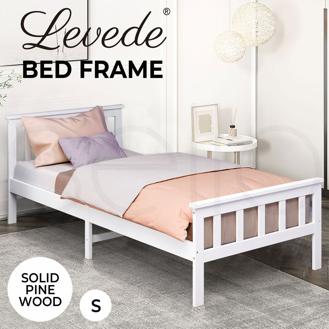 Levede White Wooden Bed Frame - Levede