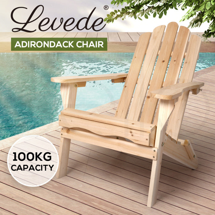 Levede Adirondack Chair Outdoor Furniture Natural - Levede