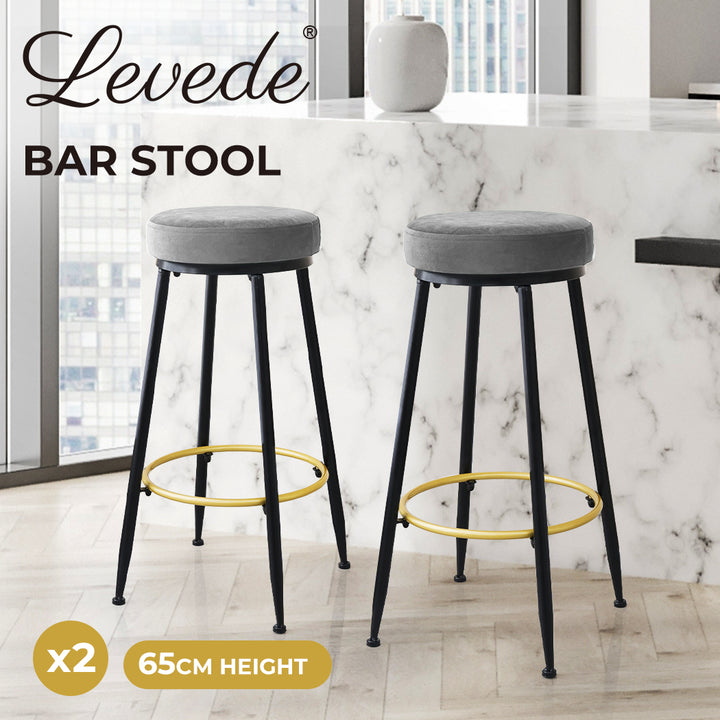 Levede 2x Bar Stools Barstools Velvet - Levede