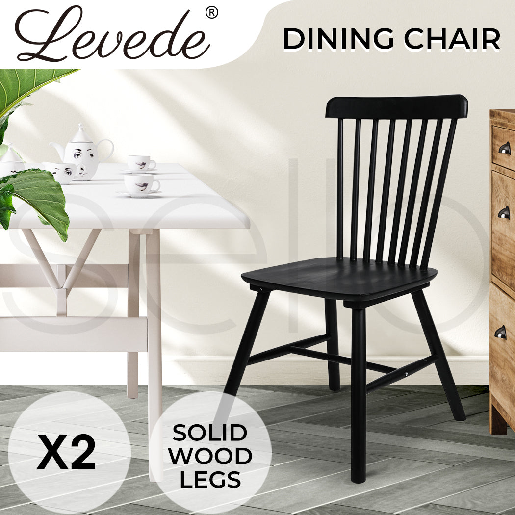 Levede 2x Dining Chairs Kitchen Windsor Oak and Black - Levede