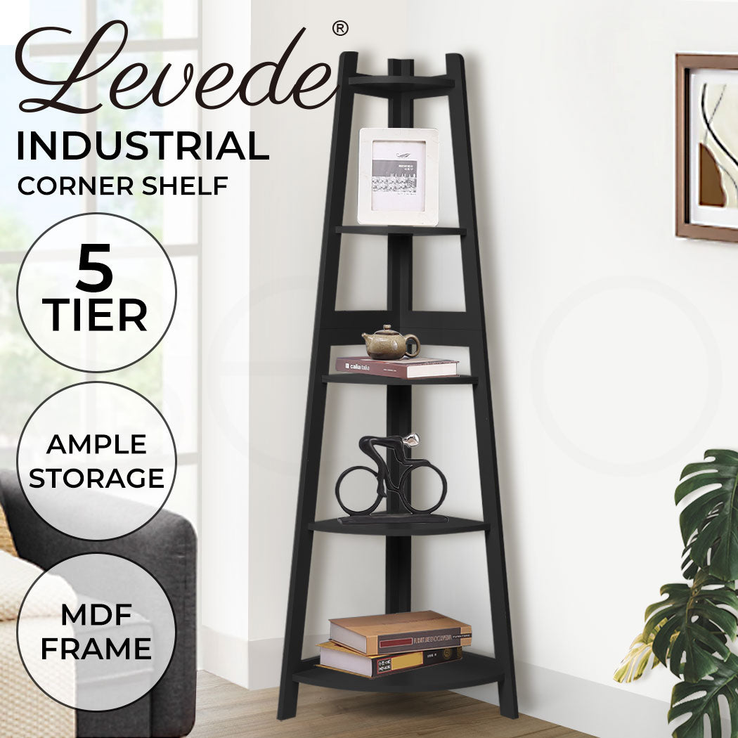 Levede 5 Tier Corner Shelf Wooden Storage - Levede