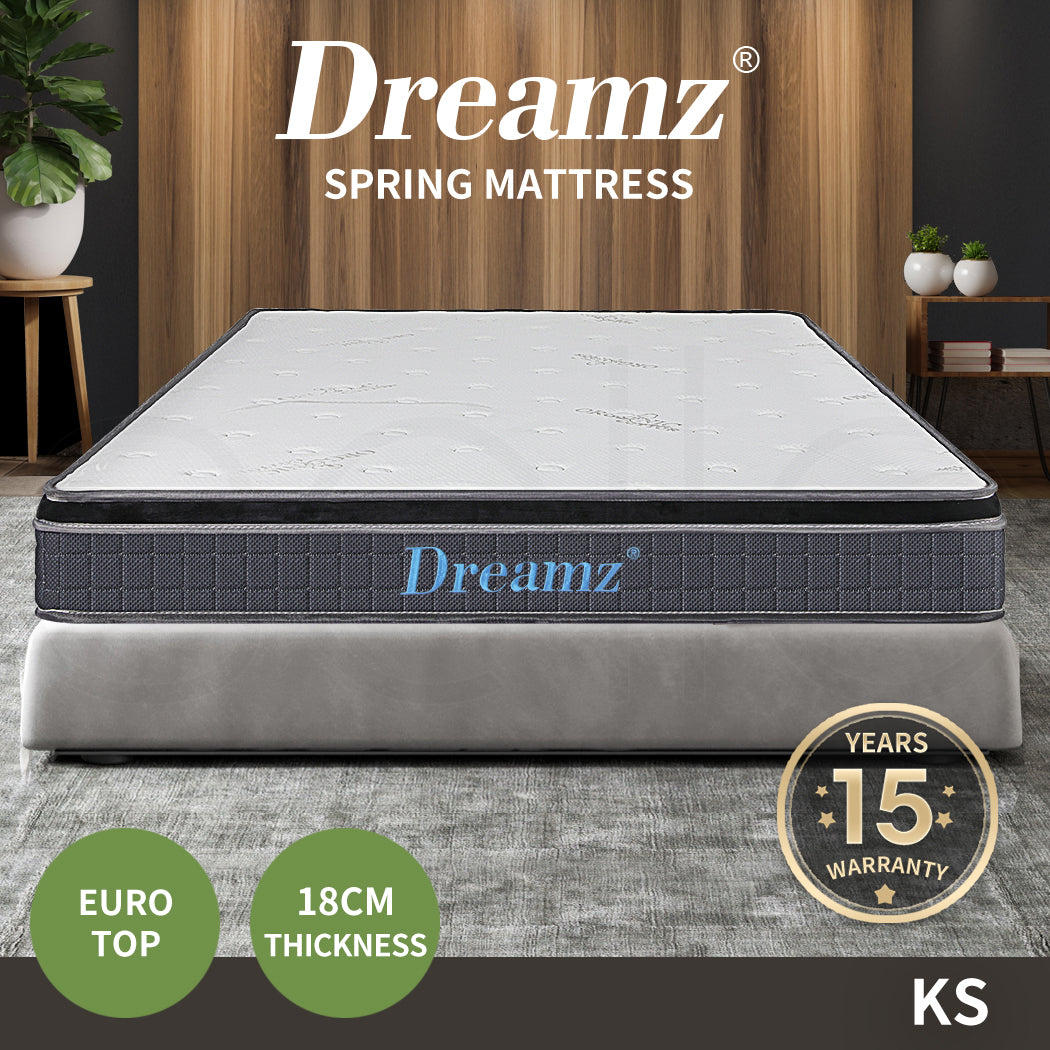 Dreamz Bedding Mattress Spring King Single Premium Bed Top Foam Medium Firm 18CM