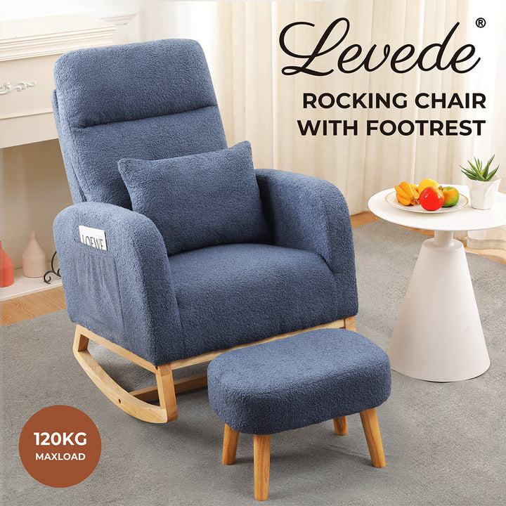 Levede Rocking Chair Rocker Armchair Lounge Sofa Ottoman Footstool Side Pocket - Levede