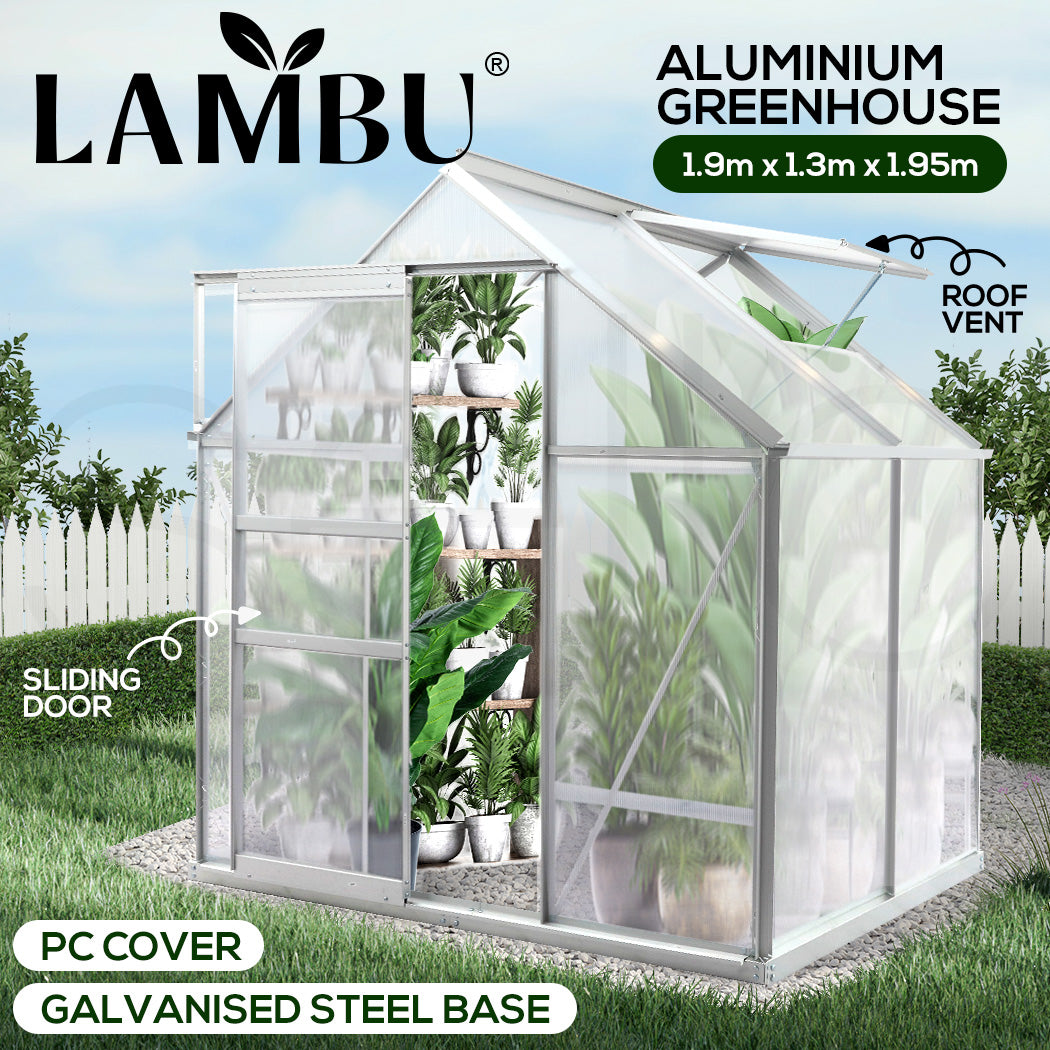 Lambu Greenhouse Aluminium Walk In Green - Levede