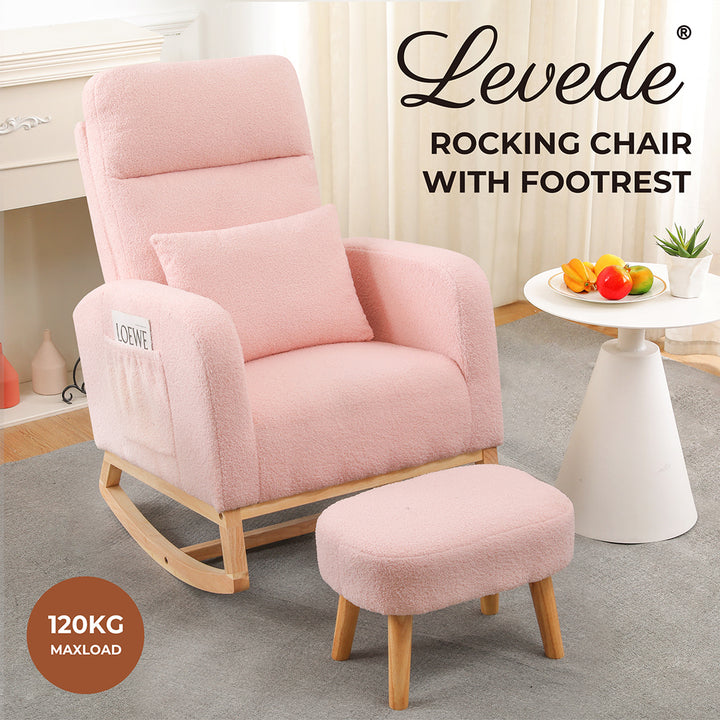 Levede Rocking Chair Rocker Armchair Lounge Sofa Ottoman Footstool Side Pocket - Levede