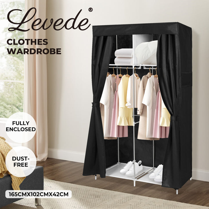 Levede Portable Closet Wardrobe Armoire Clothes Rack Storage Organiser w/Shelf - Levede