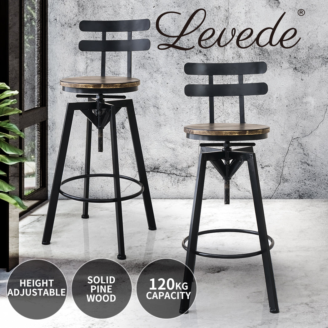 Levede 1x Bar Stool Industrial Adjustable - Levede