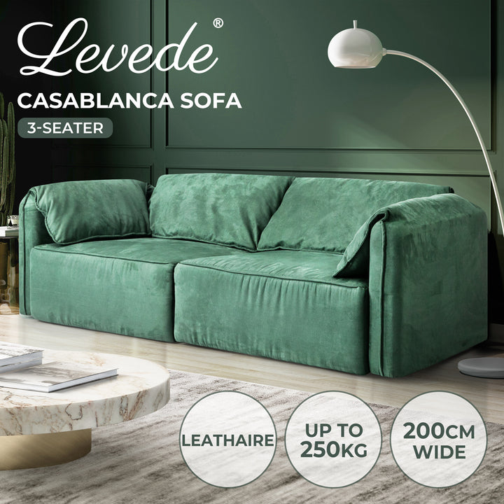 Levede Sofa Floor Couch 3-Seater Leathaire - Levede