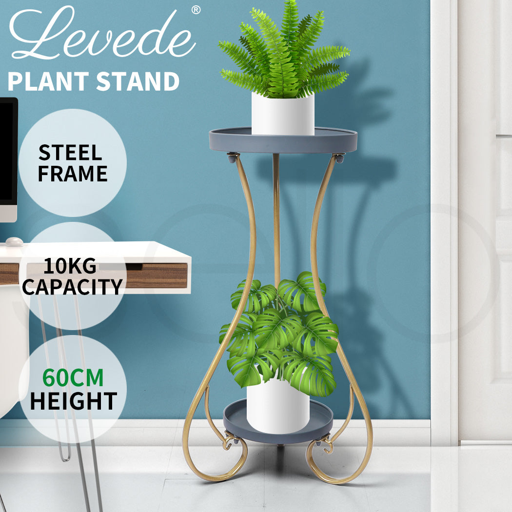 Levede Plant Stand 2 Tiers for Indoor and Outdoor Use - Medium - Levede